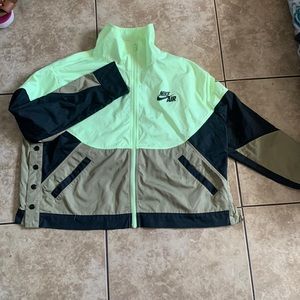 Nike neon green, brown, and tan wind breaker